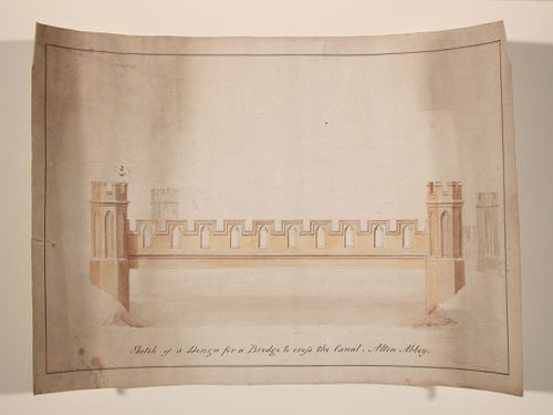 Design for a gothic bridge for Alton towers