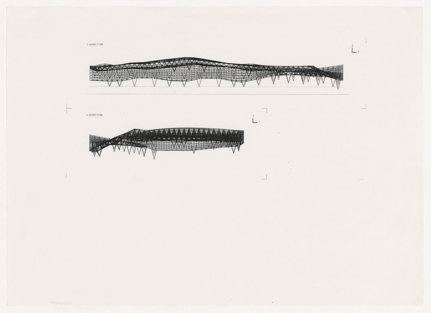 Wireframe roof sections for Odawara Municipal Sports Complex, Odawara, Japan