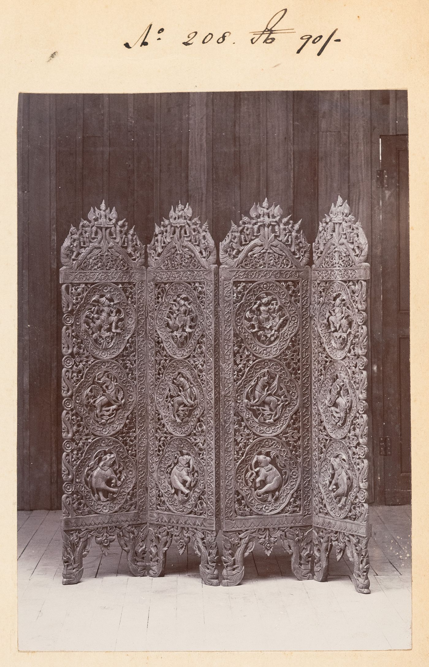 View of a screen, F. Beato Limited, C Road, Mandalay, Burma (now Myanmar)