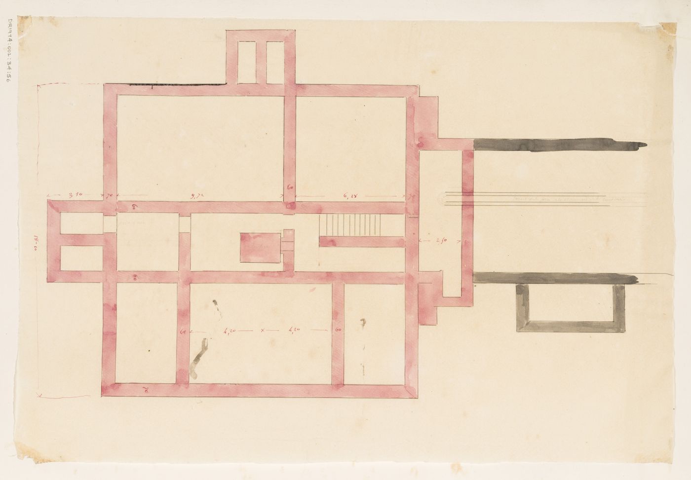 Project no. 8 for a country house for comte Treilhard: Foundation plan