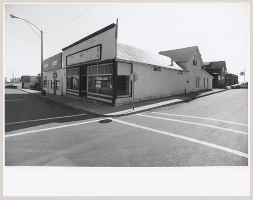 View of the principal and lateral façades of stores and houses, Milk River, Alberta