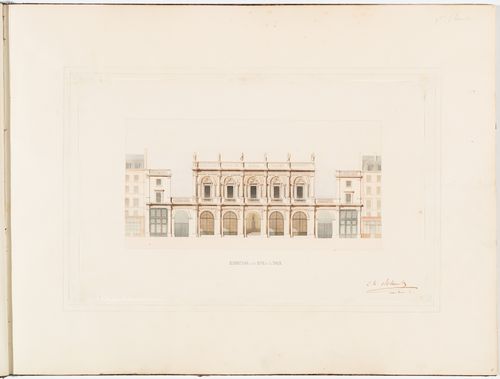 Elevation for the entrance façade of the Théâtre Royal Italien