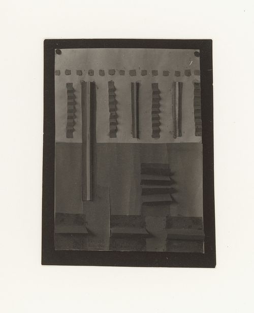 Photograph of a student model on the topic "Combination of Rhythm and Measure on Frontal Surface" for the "Space" course at the Vkhutemas (Higher State Artistic Technical Studios), Moscow