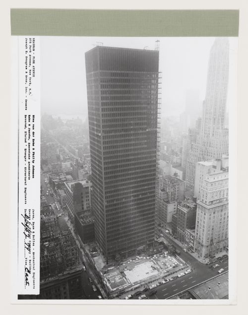 Seagram building under construction, 375 Park avenue, New York, N.Y., east view