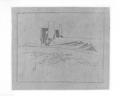 Drawing of an unidentified structure by Max Taut