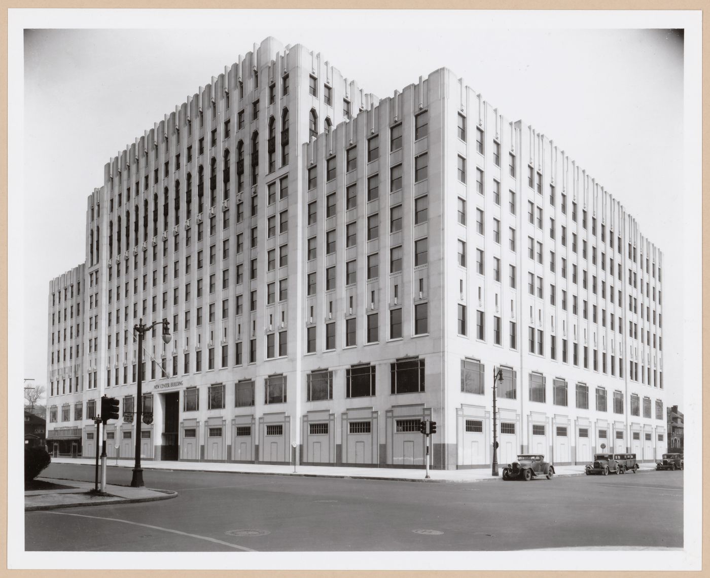 View of principal and lateral façades of the New Center Building (now the Albert Kahn Building), Detroit, Michigan, United States