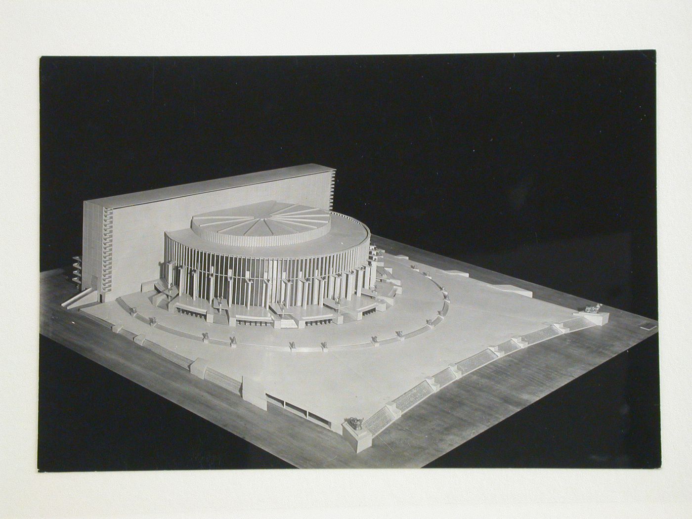 Photograph of a model for the final round of competition for a "synthetic theater" in Sverdlovsk, Soviet Union (now Ekaterinburg, Russia)