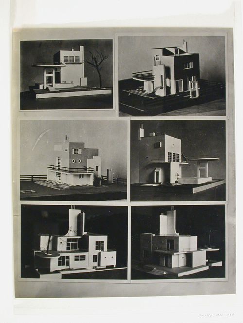 Six view of models for three different houses