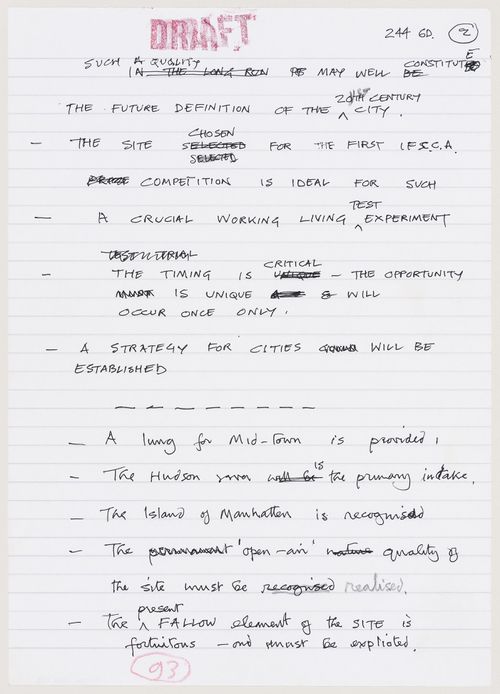 Draft architect's statement for IRPRI (sheet 2)