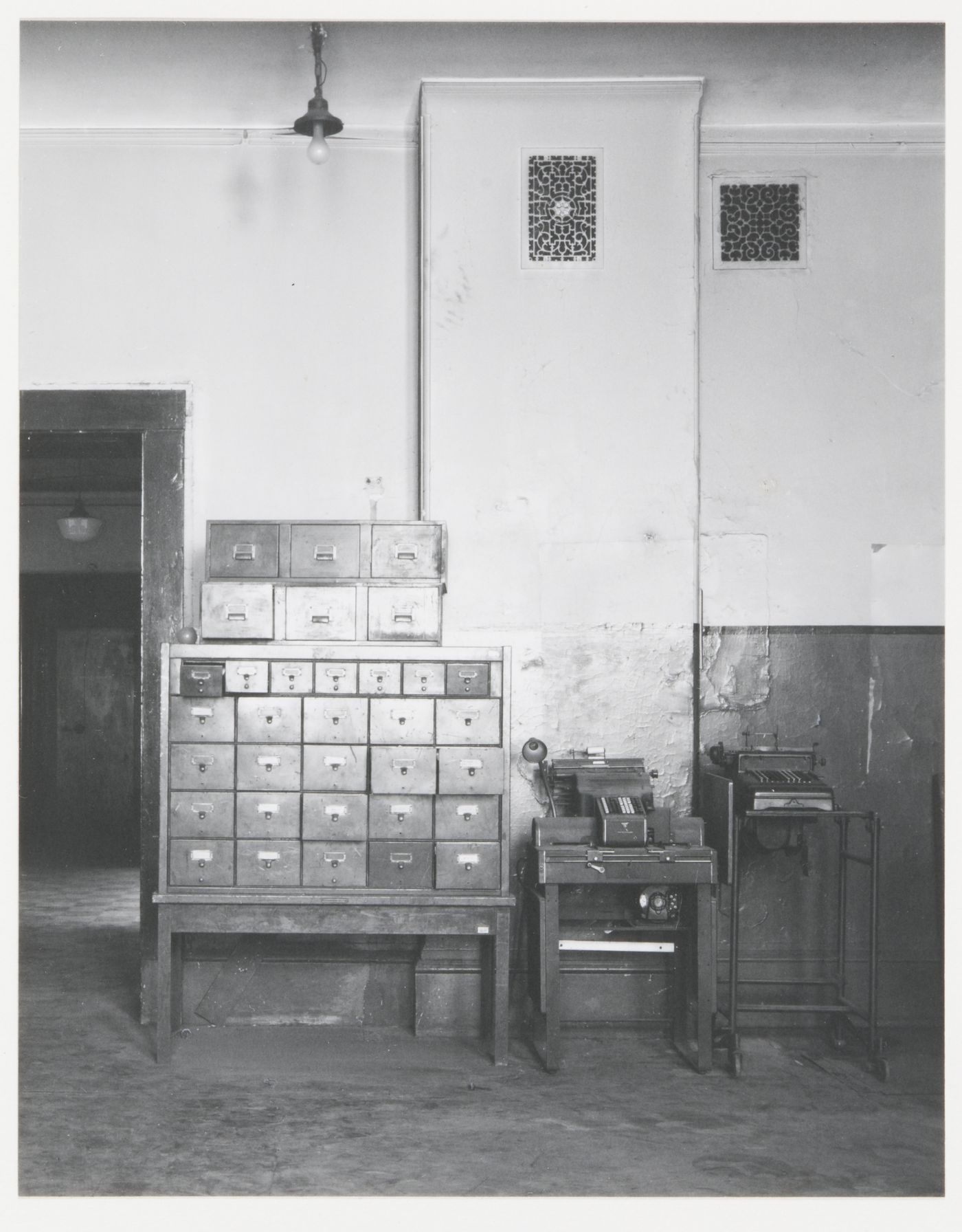 Detail view of auditor's storeroom, basement, Old City Hall, Boston, Massachusetts, United States