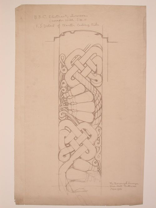 Detail for the plaster frieze on showroom ceiling ribs, Electric House, Battersea Borough