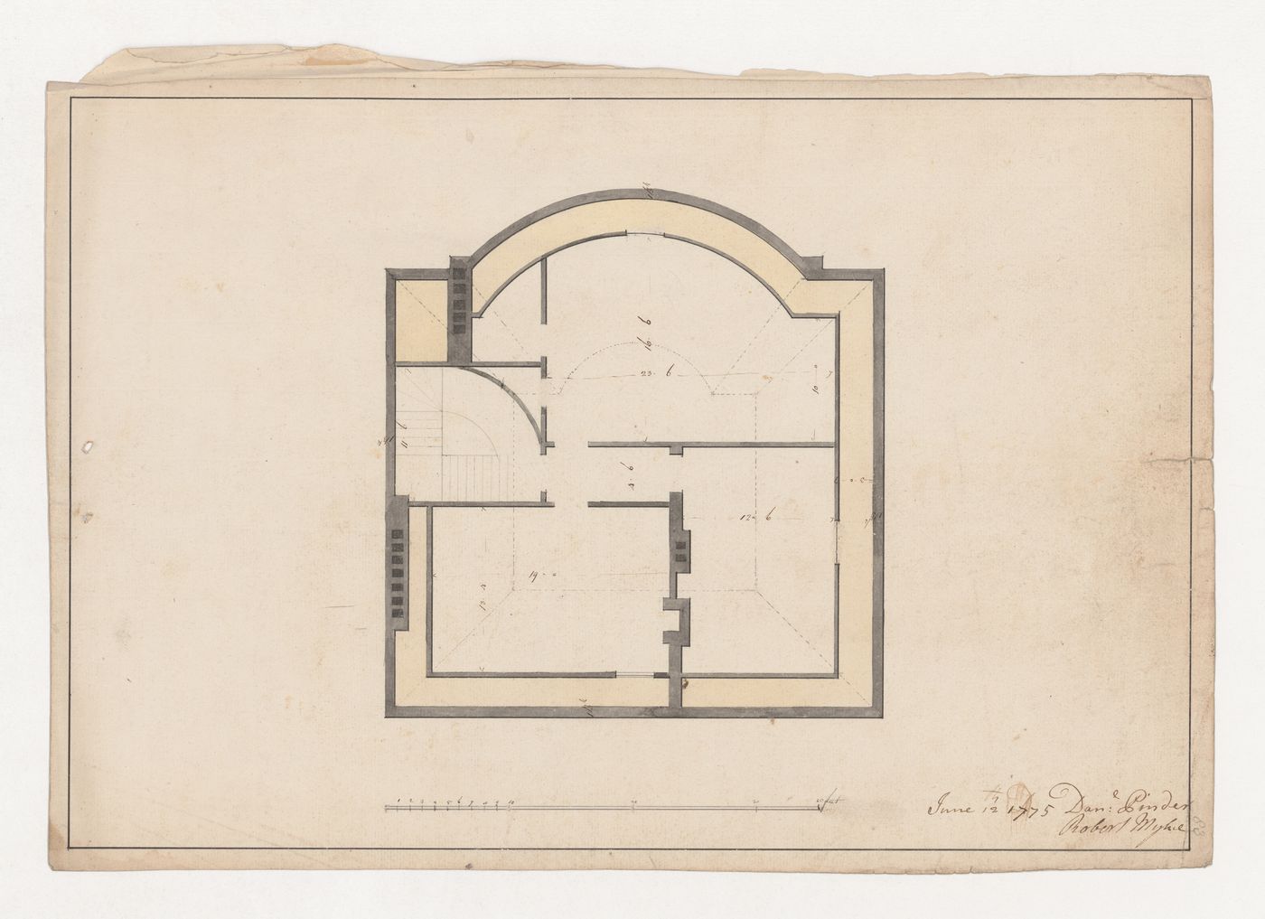 Contract drawing of the attic plan for The Wick, Richmond Hill
