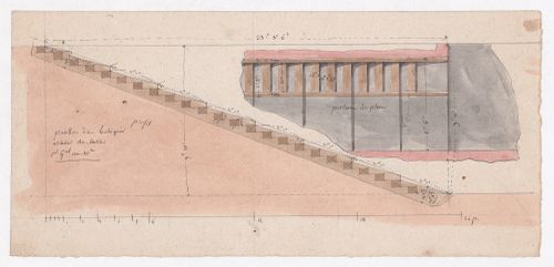 Partial plan and section for stairs for Caves, Marché des Carmes, Paris