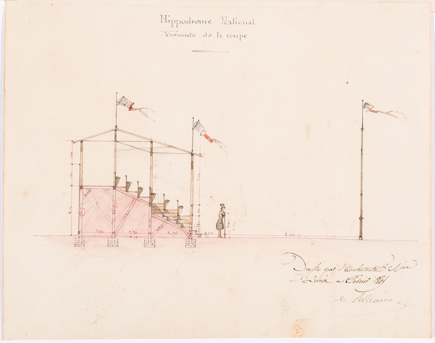 Hippodrome national, Paris: Section through the grandstand