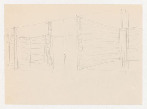 Interior perspective sketch for the Metallurgy Building, Illinois Institute of Technology, Chicago