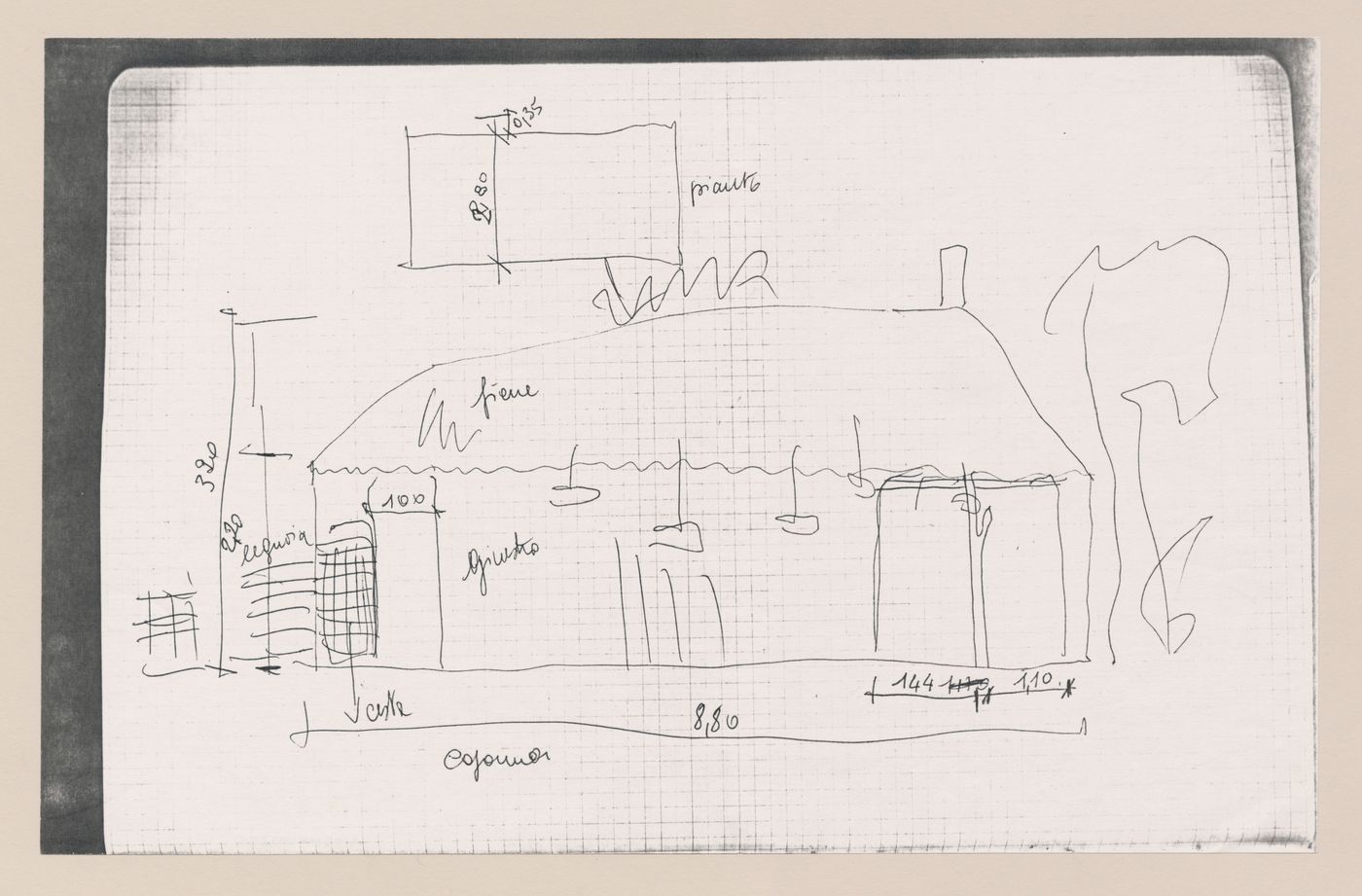 Sketch elevation for Zeno, une cultura autosufficiente [Zeno, a self-sufficient culture]