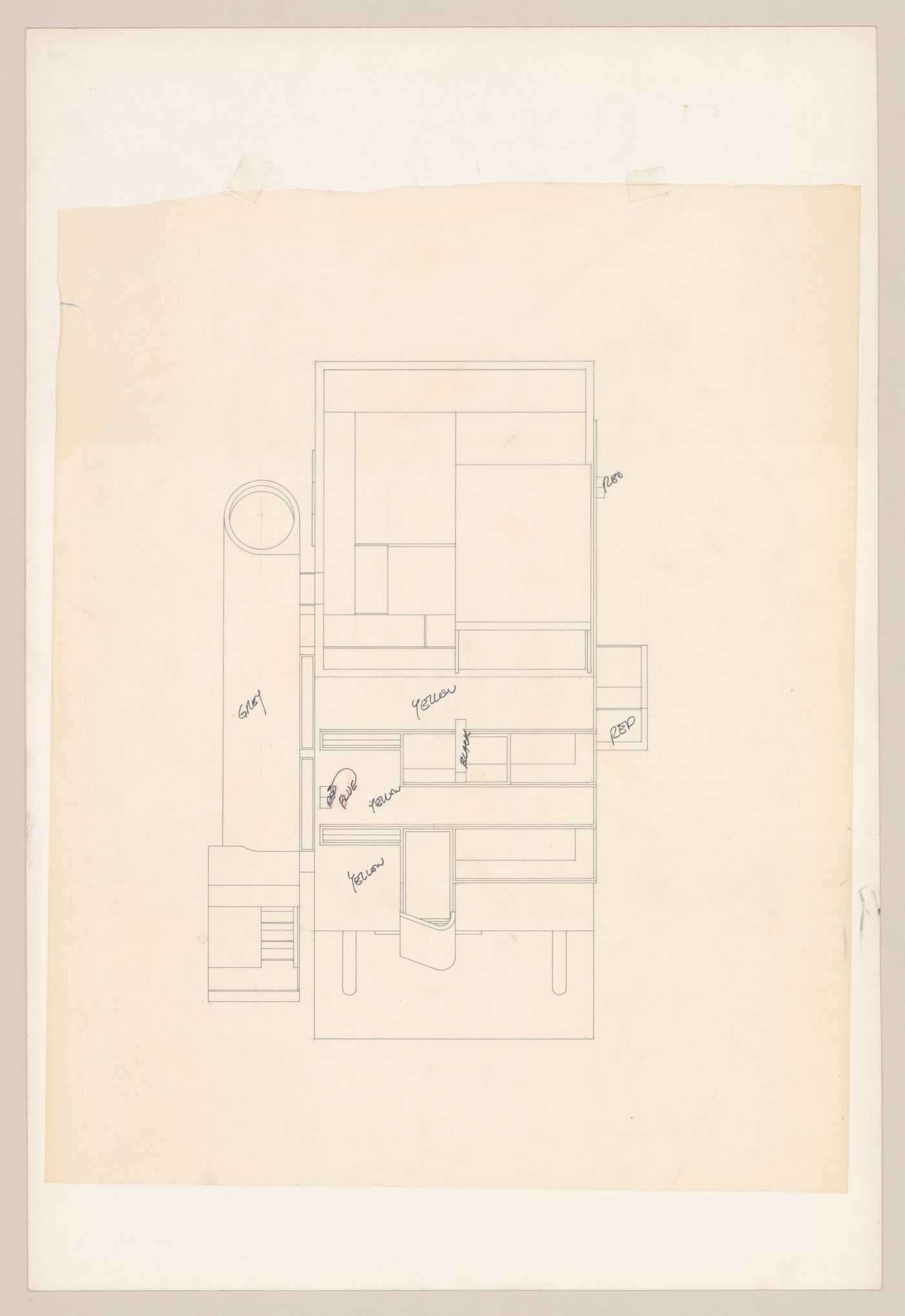 Axonometric with annotations for Bernstein House