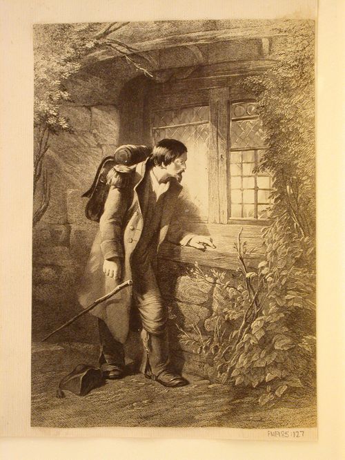 Photograph of unidentified print of a traveller
