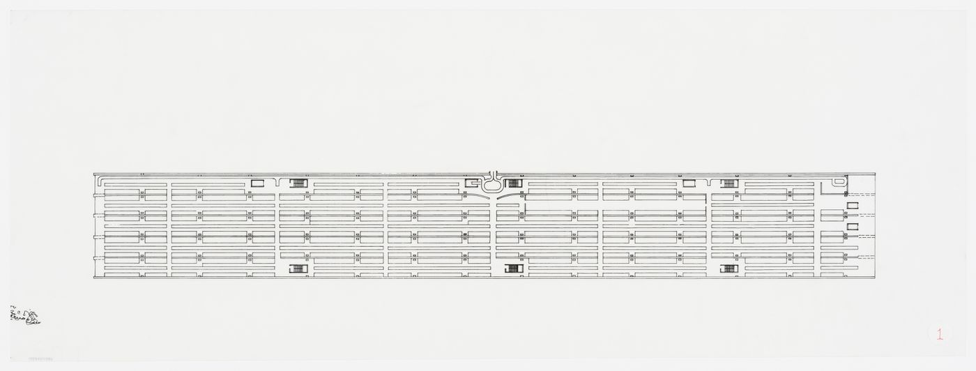 Stacks building plan, Kansai-Kan of the National Diet Library, Seika, Japan