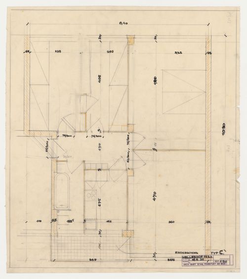 Ground floor plan for a type C housing unit, Hellerhof Housing Estate, Frankfurt am Main, Germany