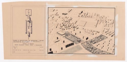 Axonometric for Centro Civico Commerciale PEEP a Farnesiana di Piacenza