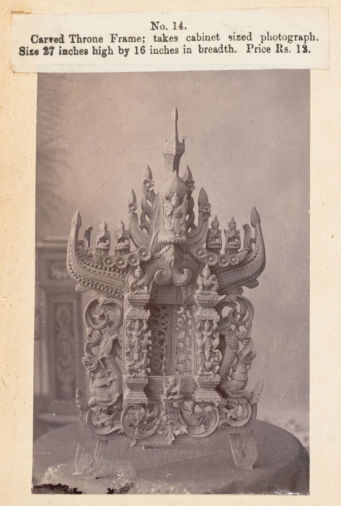 View of a frame, F. Beato Limited, C Road, Mandalay, Burma (now Myanmar)