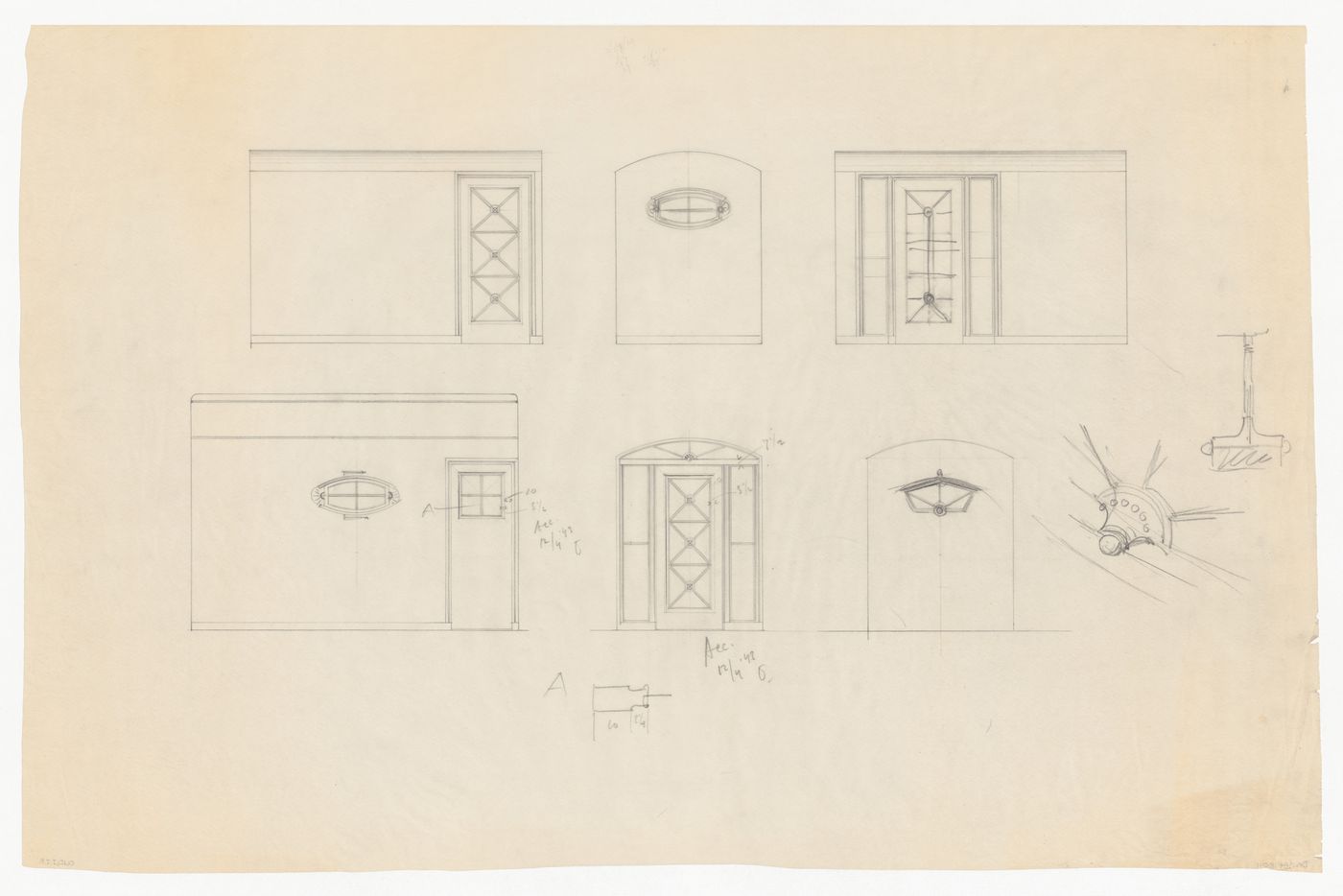 Elevations and details for doors and windows for Olveh mixed-use development, Rotterdam, Netherlands