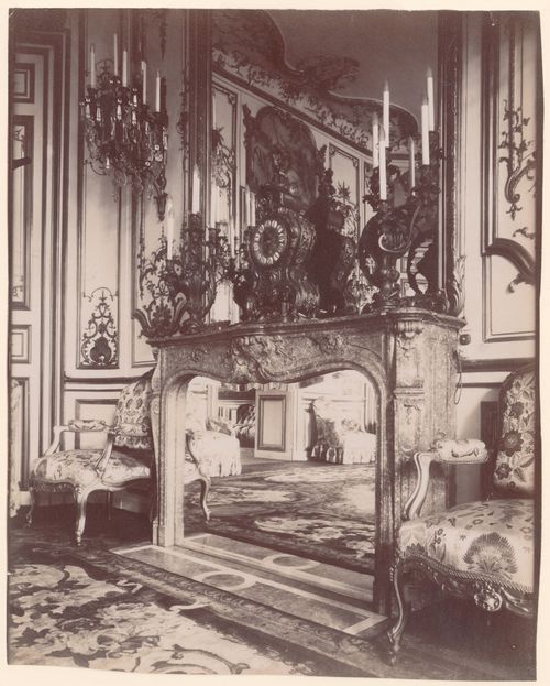 Interior of the Austrian Embassy, showing a mirrored fireplace, Hotel de Matignon, Paris, France