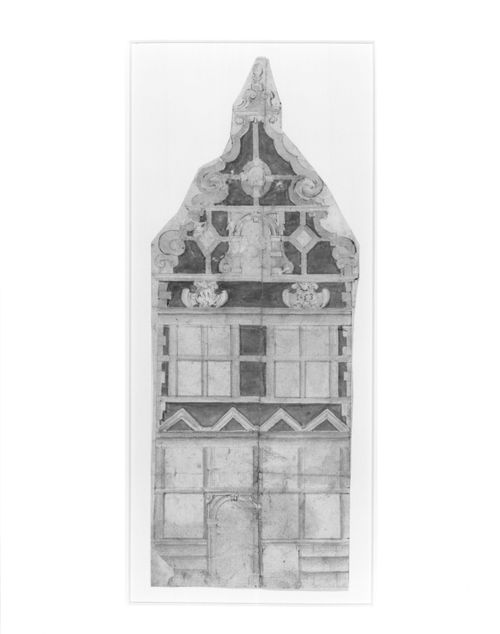 Front elevation of a gabled house (?)