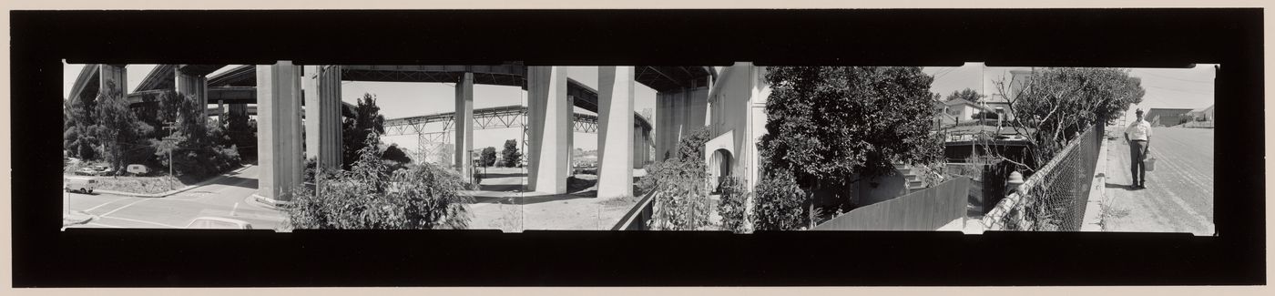 Peach tree under Canquinez Bridge, Crockett, Contra Costa, Co., CA, 1982, 5 part panorama
