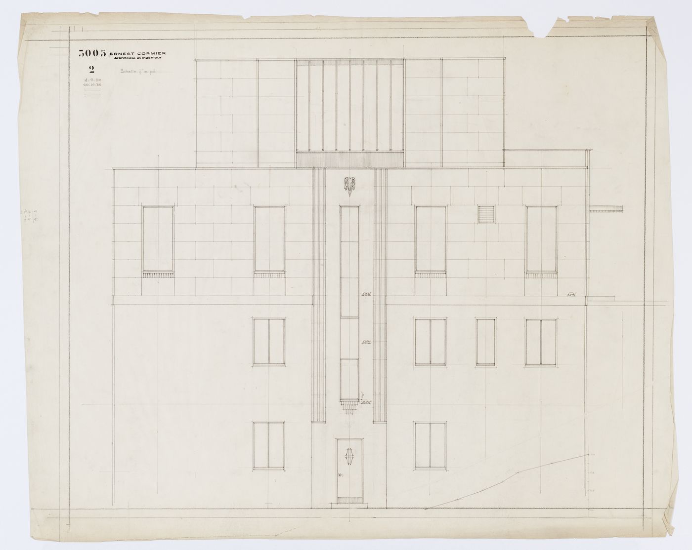 Élévation, Résidence Ernest Cormier, 1418 Avenue des Pins Ouest, Montréal (1929-1957)