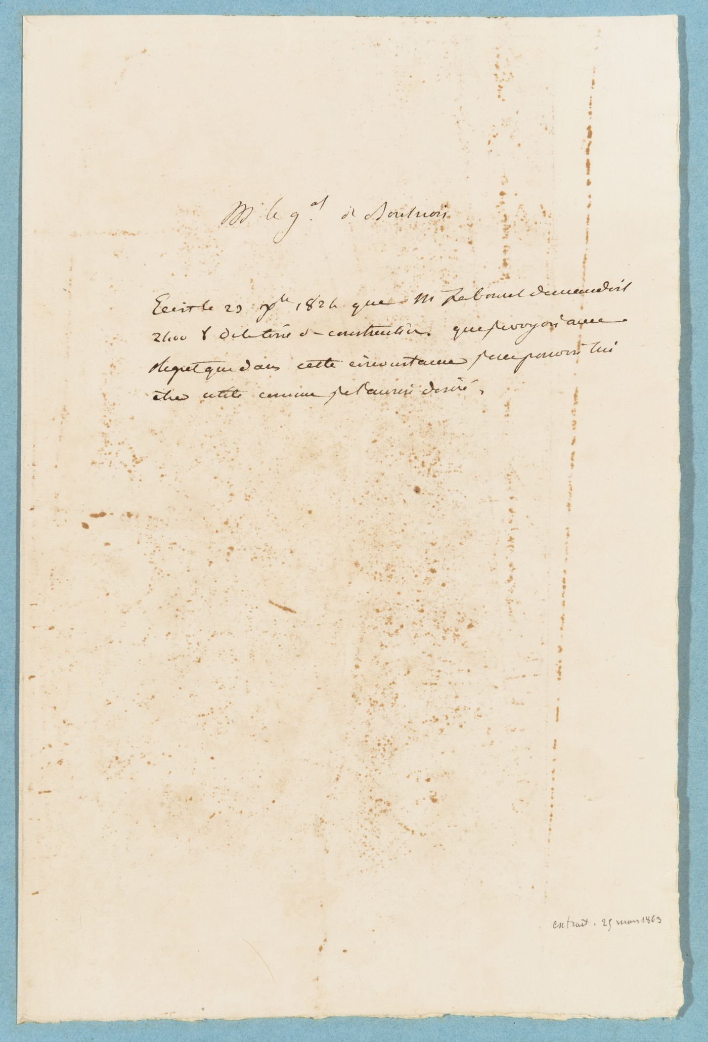 Project for an apartment house for M. Boulnois [?]: Notes