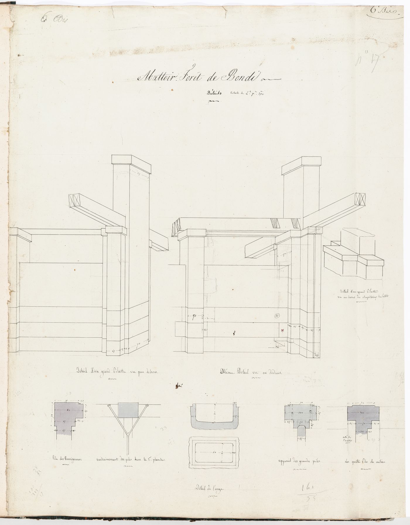 Project for Clos d'équarrissage, fôret de Bondy: Details for the slaughterhouse