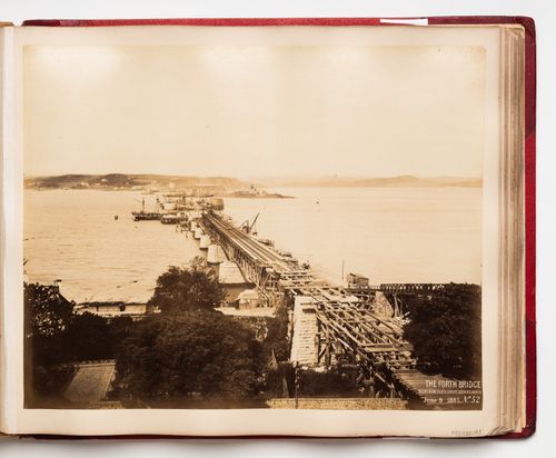 View of the Forth Bridge under construction, Firth of Forth, Scotland, United Kingdom