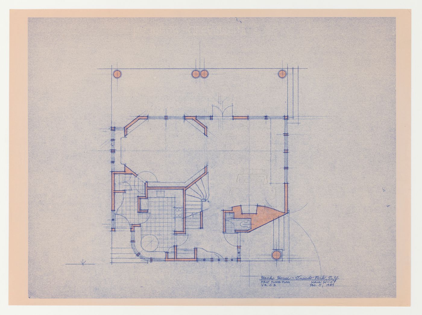 First floor plan for the Hanks-Paré Residence, Tuxedo Park, New York