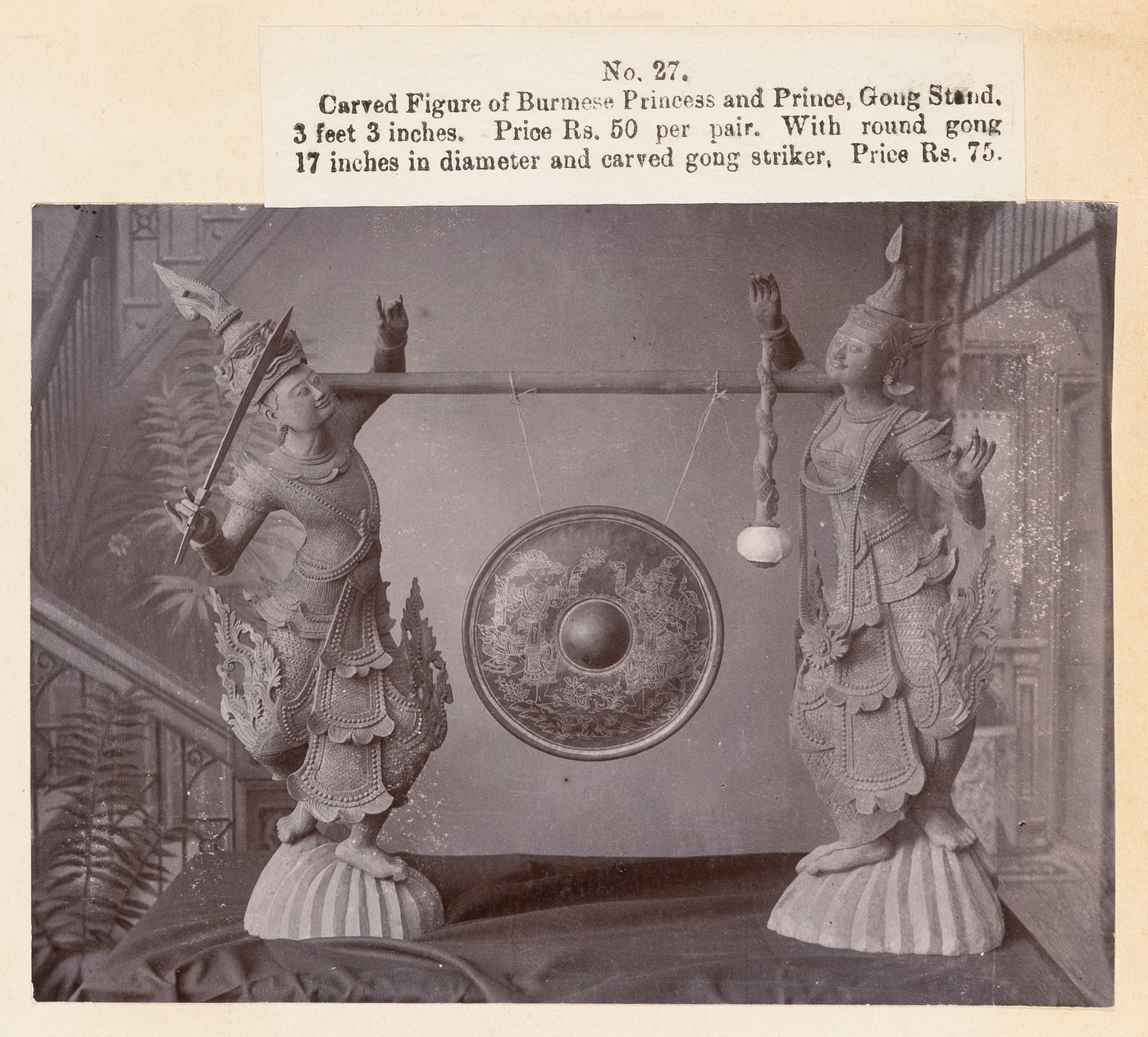 View of a statue, F. Beato Limited, C Road, Mandalay, Burma (now Myanmar)