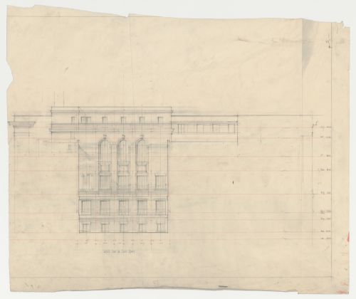 Étude de la façade ouest,  Annexe au Palais de Justice de Montréal, Montréal, Canada