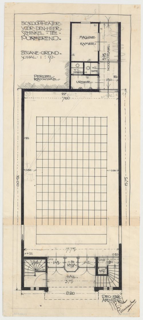 Ground floor plan for Schinkel Cinema, Purmerend, Netherlands
