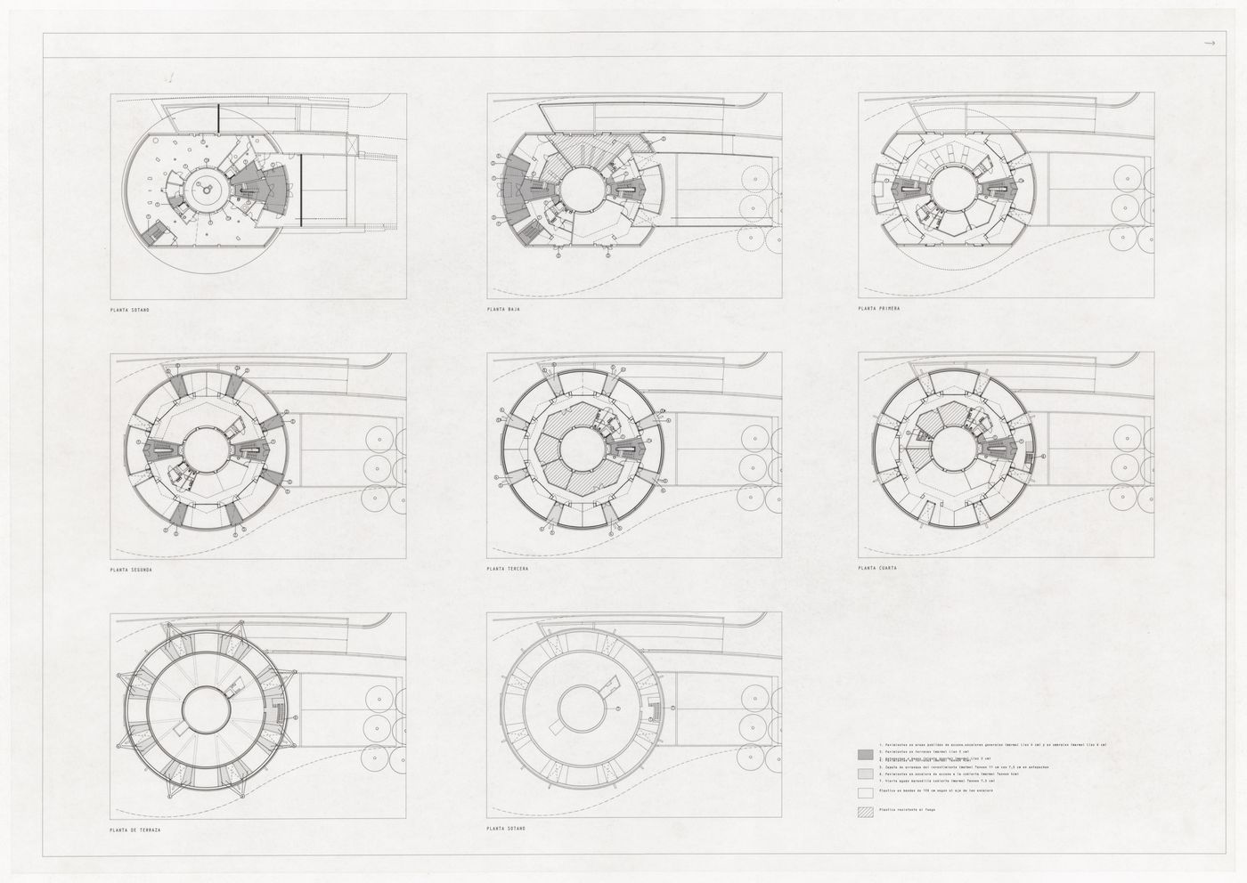 Plans for Centro Meteorológico da Villa Olimpica, Barcelona, Spain