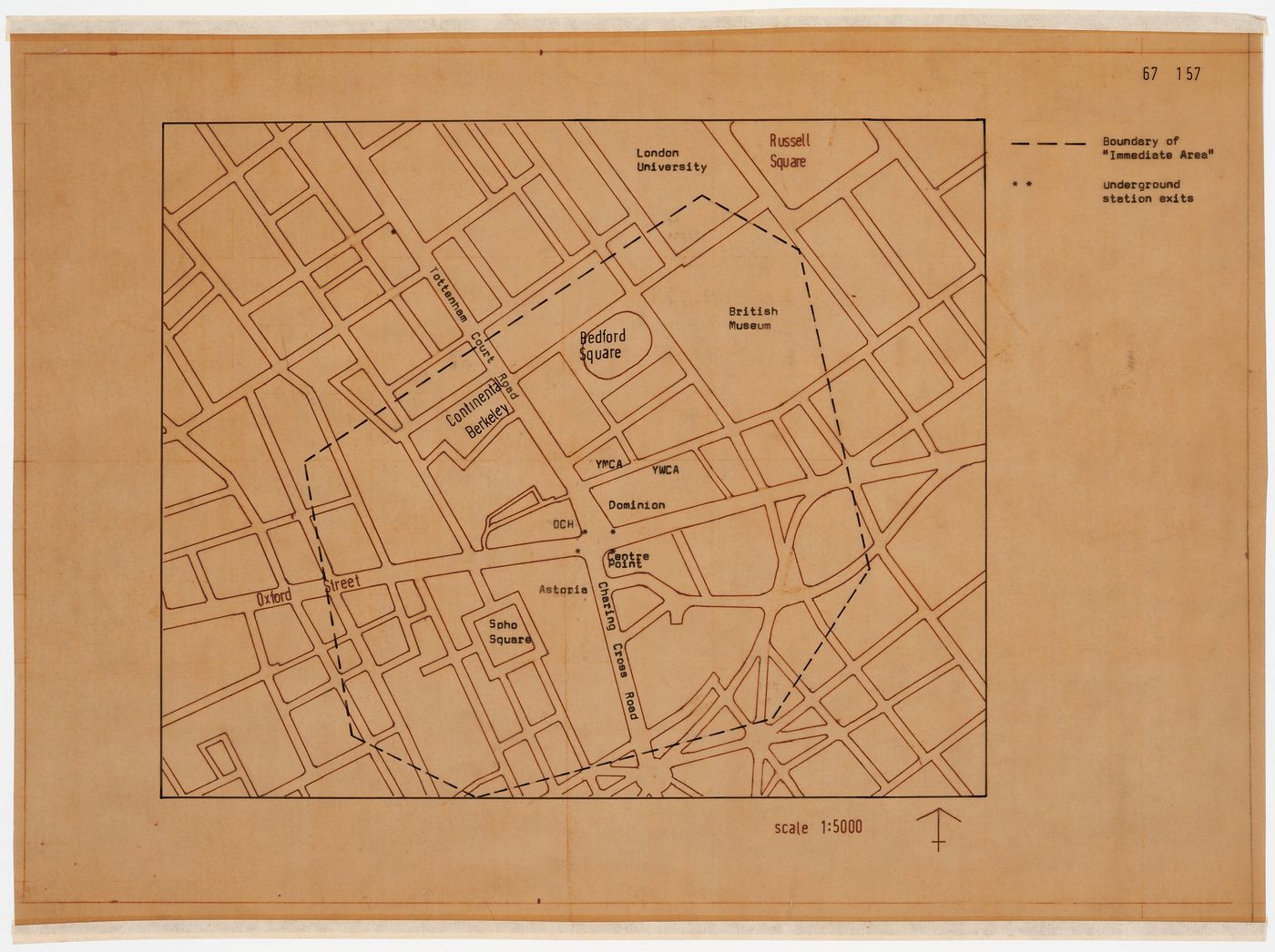 Map showing boundary of "immediate area" for Oxford Corner House, London, England
