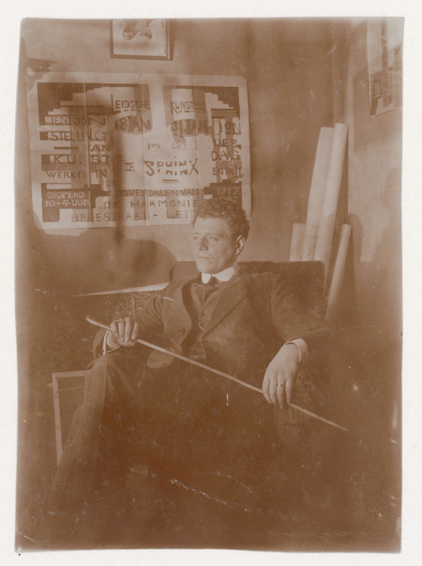 Portrait of J.J.P. Oud in his room, Leiden, Netherlands