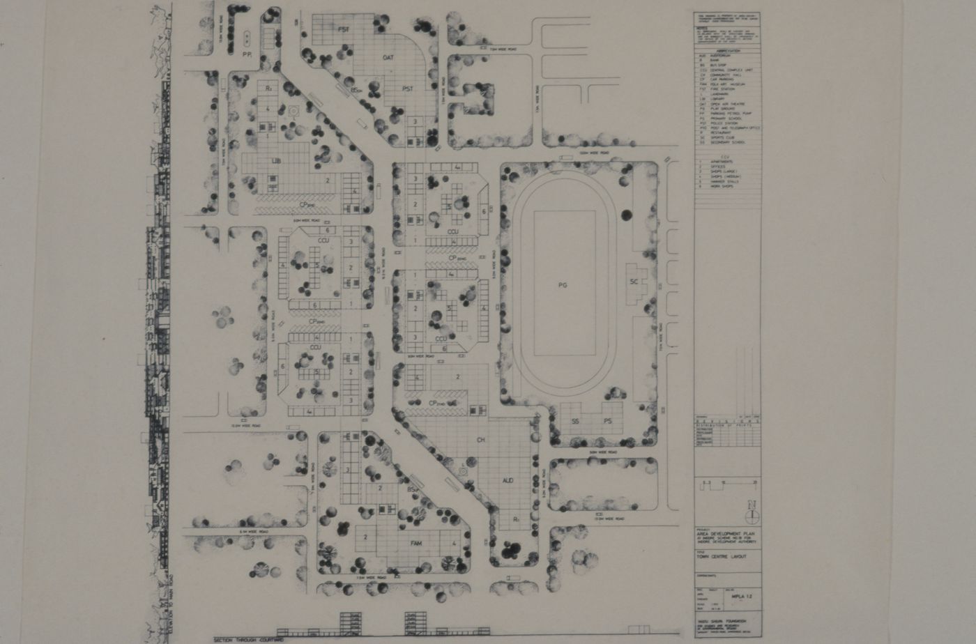 Town centre layout and elevations for area development of Indore scheme by Vastu-Shilpa Foundation