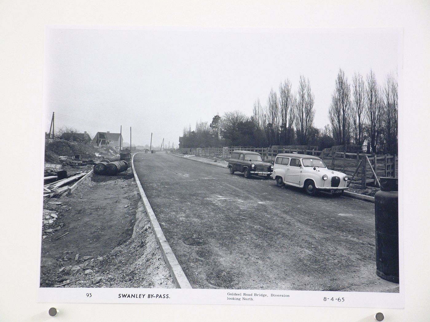 View of Goldsel Road Bridge, diversion looking north, during construction of the Swanley Bypass, England