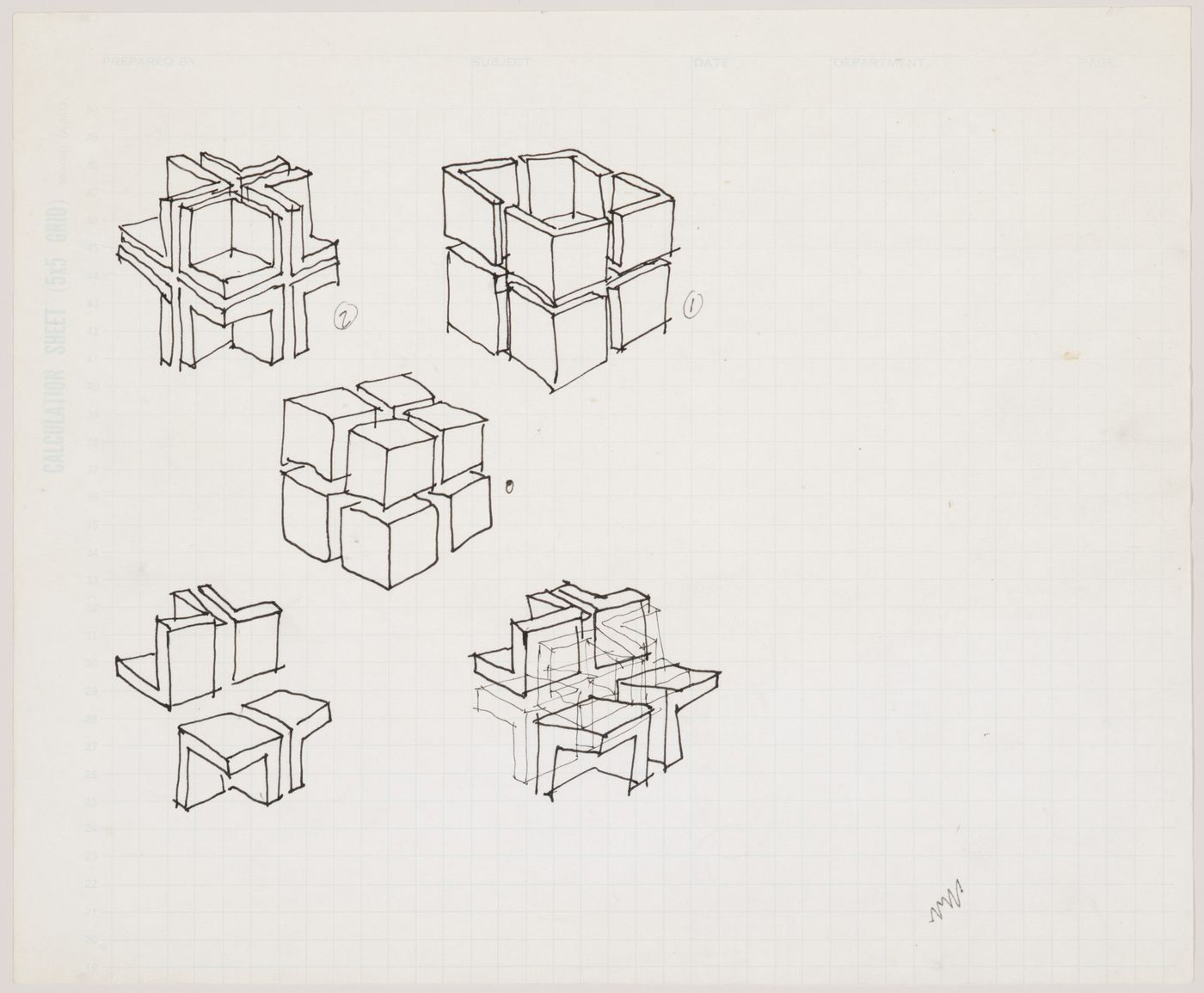 House X, Bloomfield Hills, Michigan: Topological diagrams of a cube