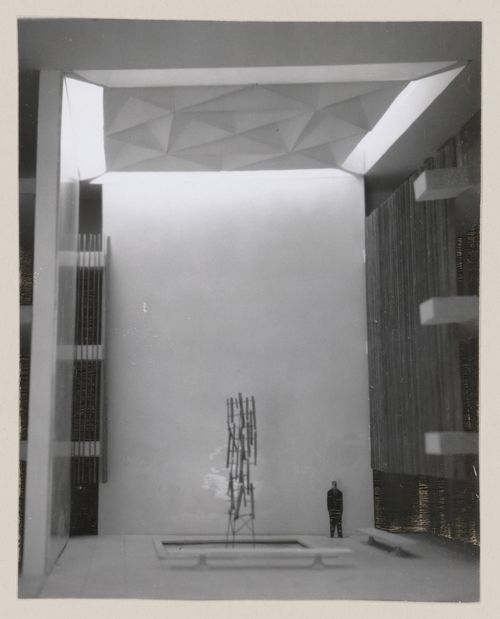 View of model for interior of United States Embassy, Oslo, Norway
