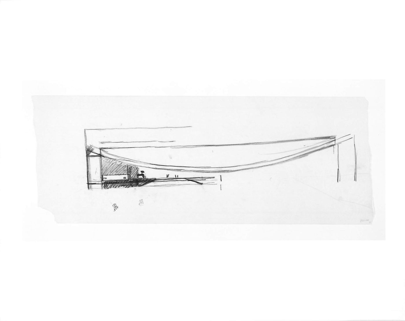 Elevation showing the area beneath the suspended auditorium for the Palazzo dei Conressi, Venice, Italy