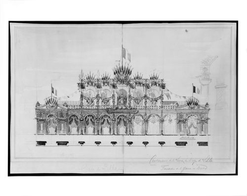 Decorations for facade of Gare du Nord, Lille - plan & elev