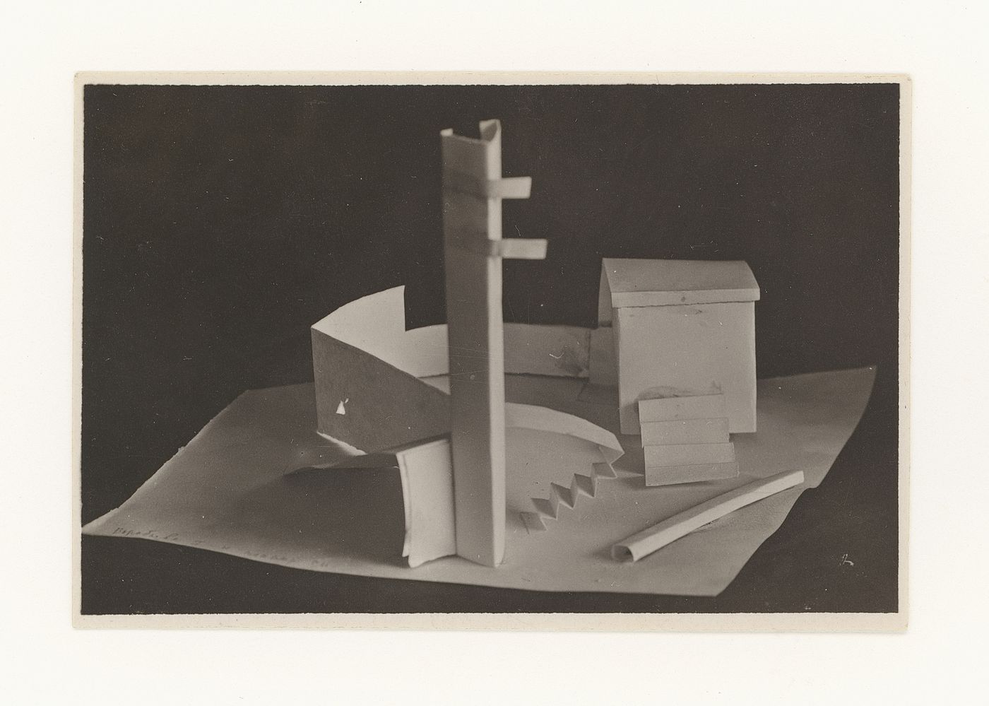 Photograph of a student model on the topic "Organization of Space in a Rectangular Area" for the "Space" course at the Vkhutemas (Higher State Artistic Technical Studios), Moscow