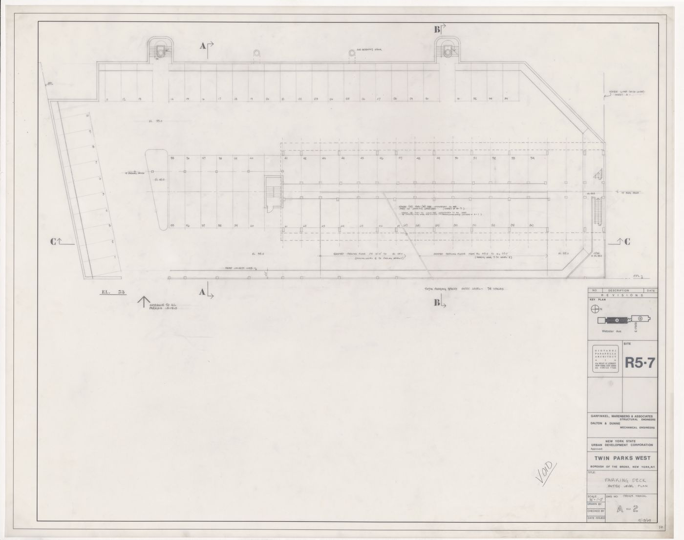 Parking deck plan for Twin Parks West, Site R5-7, Bronx, New York