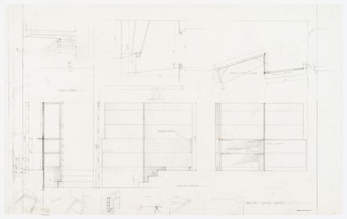 Detail of shelves between the entrance and the living room for Casa Frea, Milan, Italy